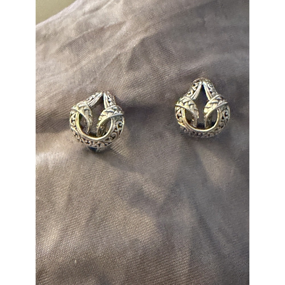 Sarda, Balinese Artisan Handcrafted, Sterling, Hoop Earrings 3/4" #462